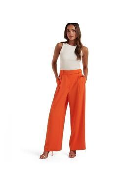 Ever New Wide Leg Isla Trousers Orange Gerbera Womens Size 10 Petite New